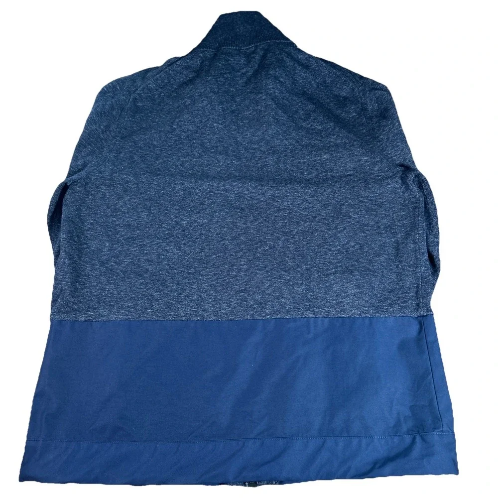 Banana Republic Mixed Media Sweater Jacket Men's L Blue Full‎ Zip Mock Neck